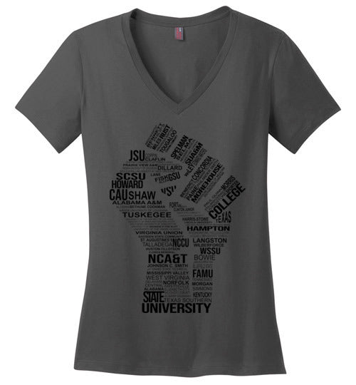 Women's Historically Black Power V-Neck (Black)