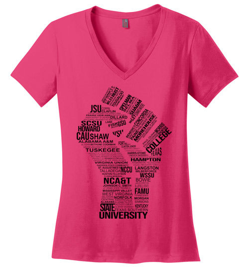 Women's Historically Black Power V-Neck (Black)