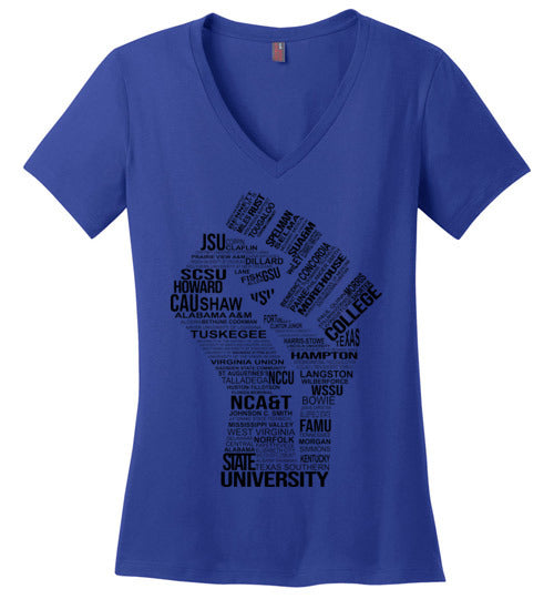 Women's Historically Black Power V-Neck (Black)