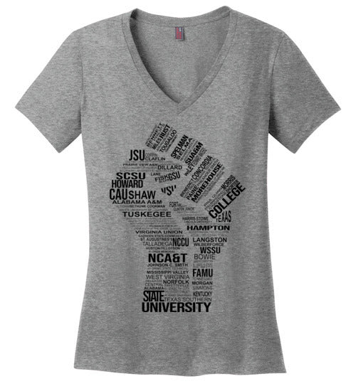 Women's Historically Black Power V-Neck (Black)