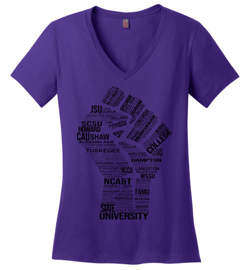 Women's Historically Black Power V-Neck (Black)