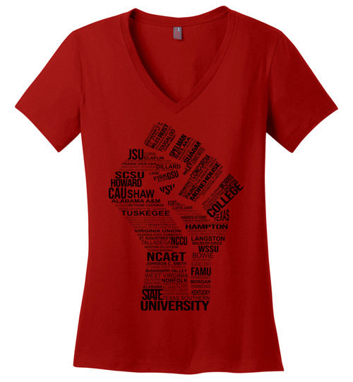 Women's Historically Black Power V-Neck (Black)