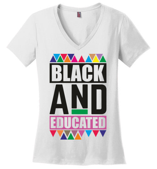 Black and Educated V-Neck T-Shirt