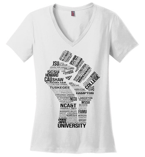 Women's Historically Black Power V-Neck (Black)