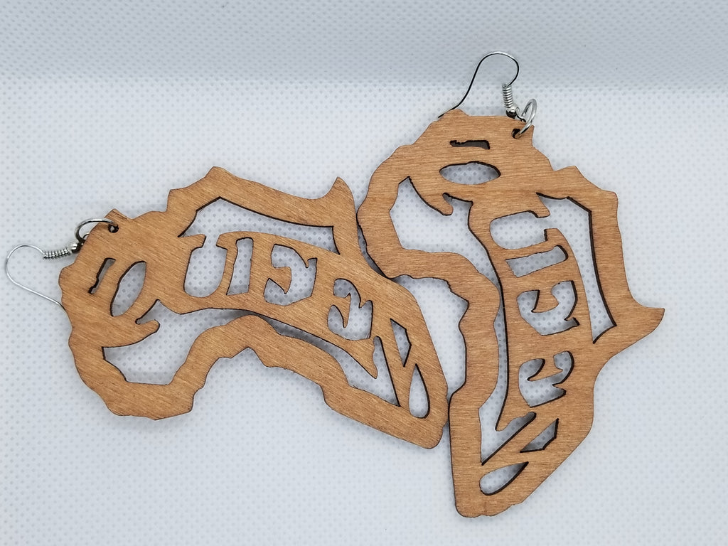 African Queen Wooden Earrings