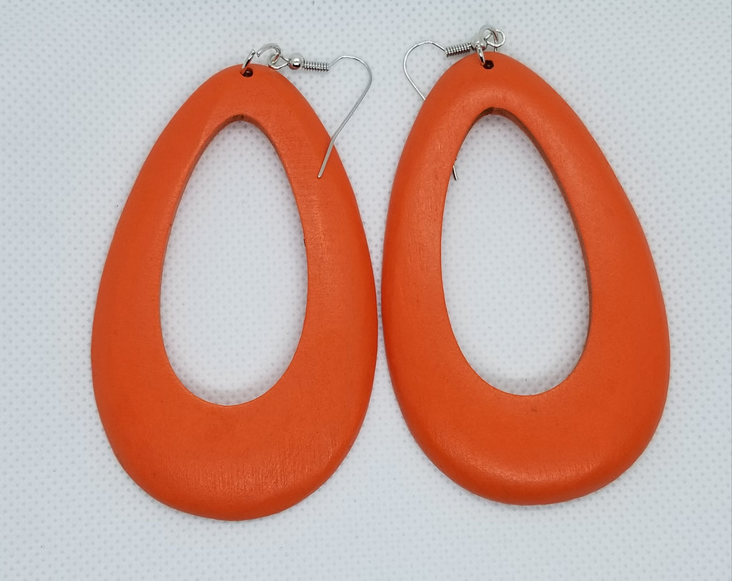 Colorful Oval Wooden Earrings