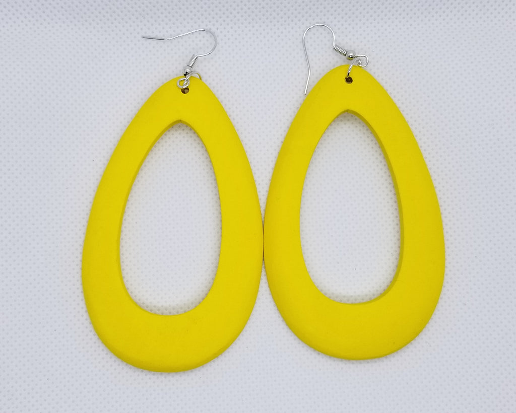 Colorful Oval Wooden Earrings