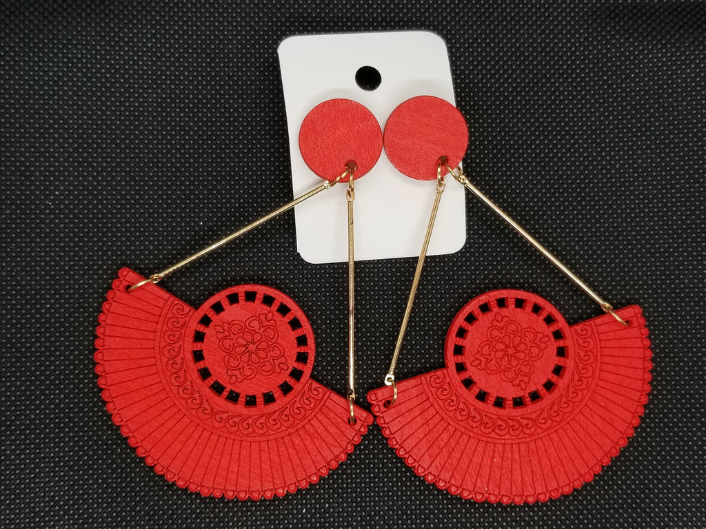 Colorful Fan Wooden Earrings