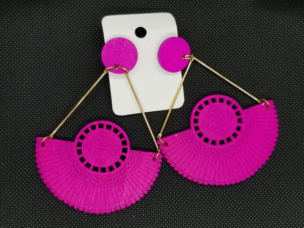 Colorful Fan Wooden Earrings