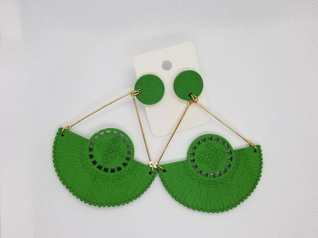 Colorful Fan Wooden Earrings