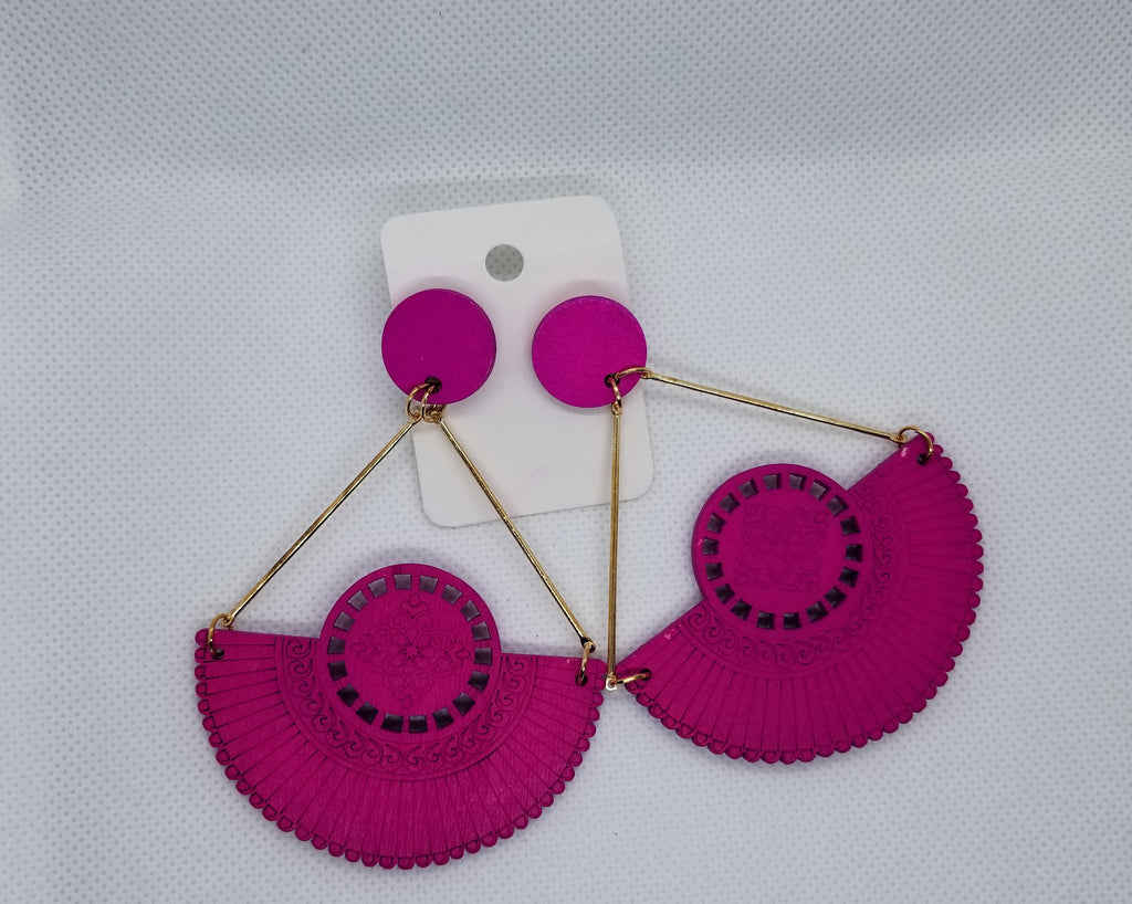 Colorful Fan Wooden Earrings