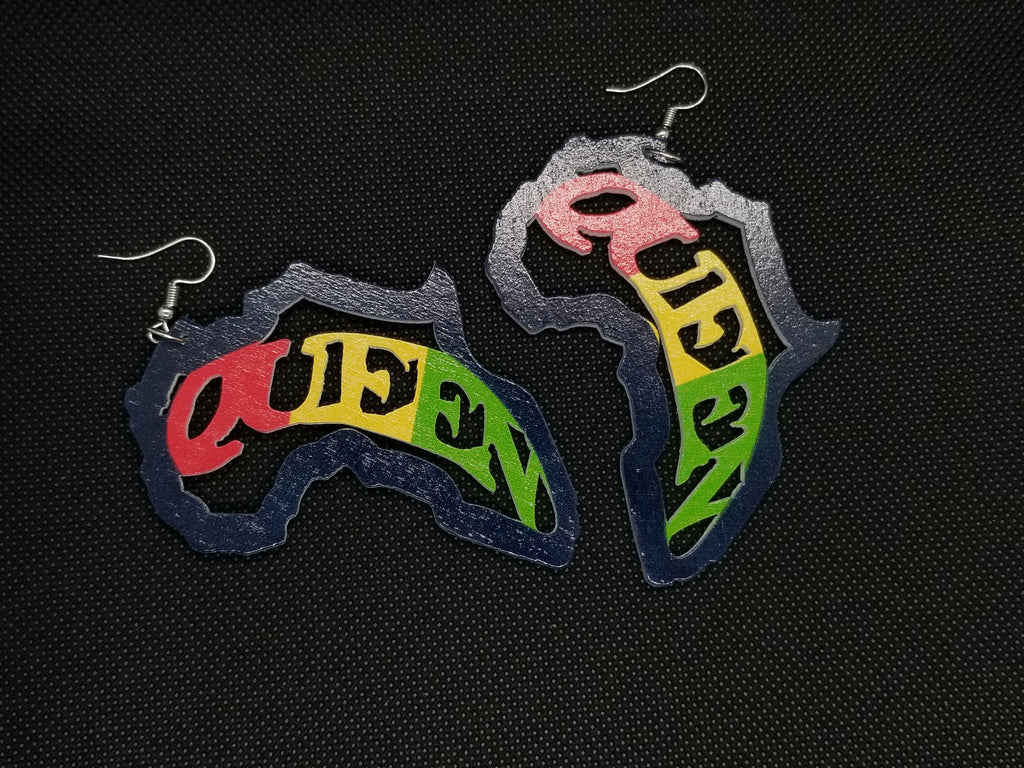 African Queen Wooden Earrings