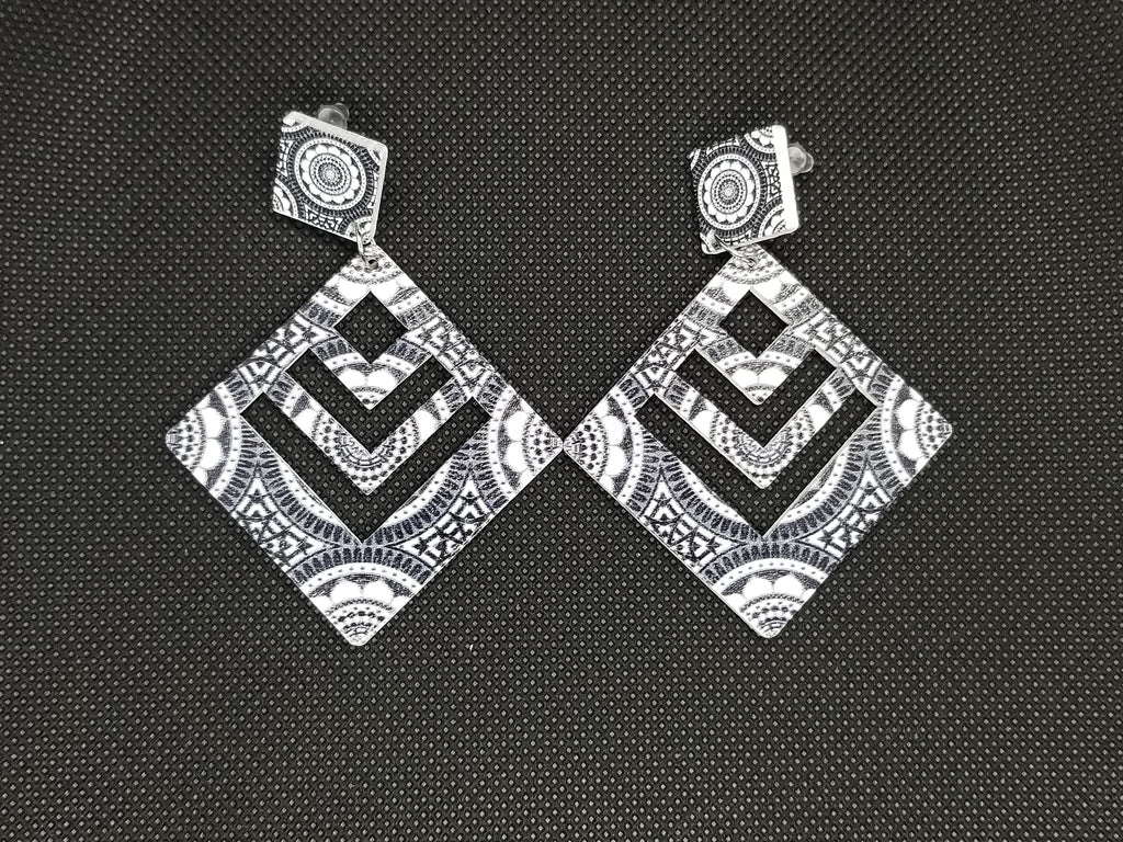 Prismatic Diamond Wooden Earrings