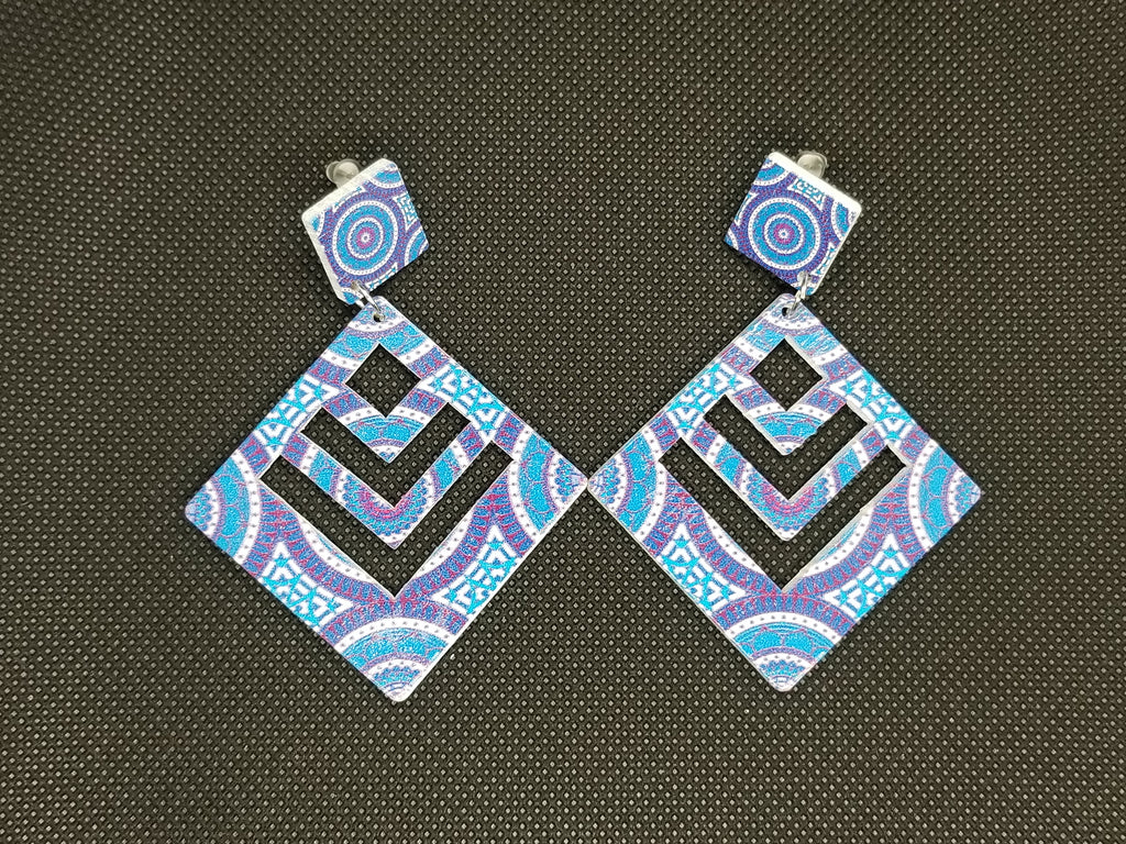 Prismatic Diamond Wooden Earrings