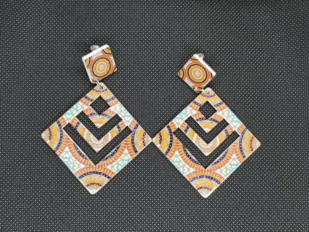 Prismatic Diamond Wooden Earrings