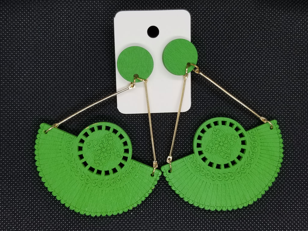 Colorful Fan Wooden Earrings