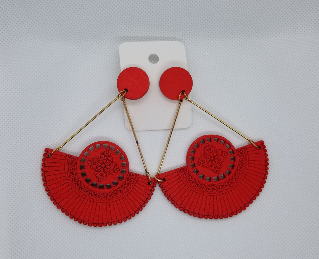 Colorful Fan Wooden Earrings