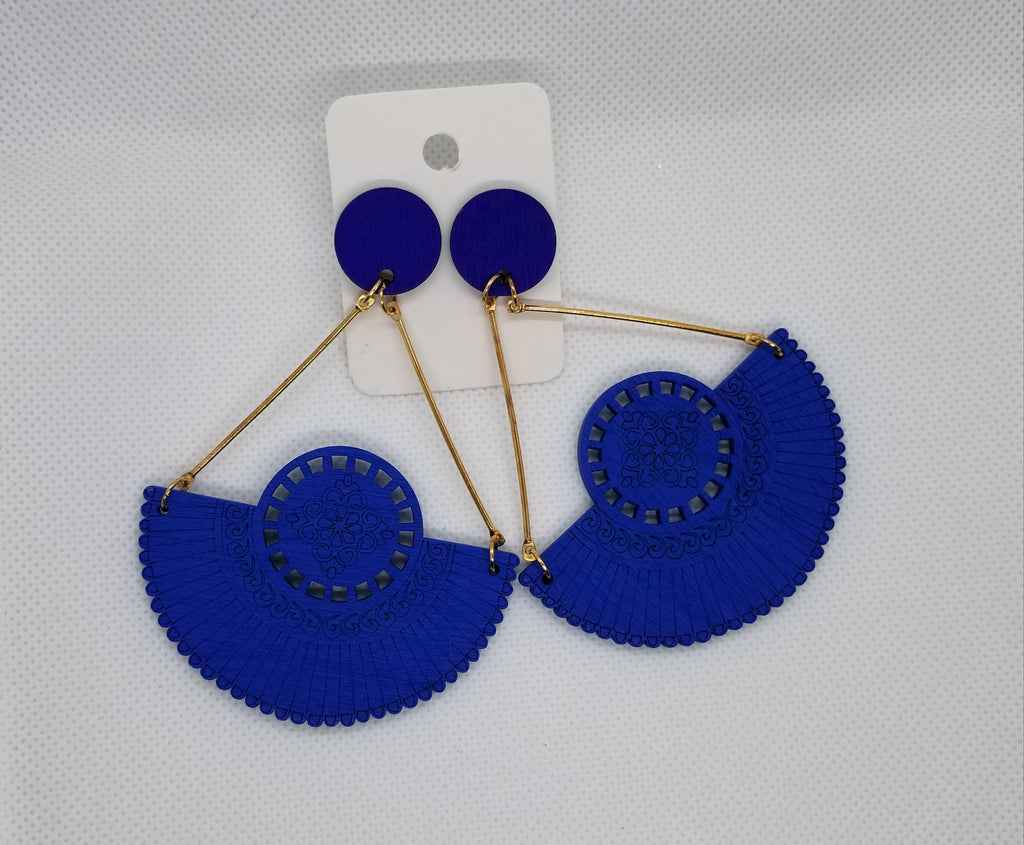 Colorful Fan Wooden Earrings