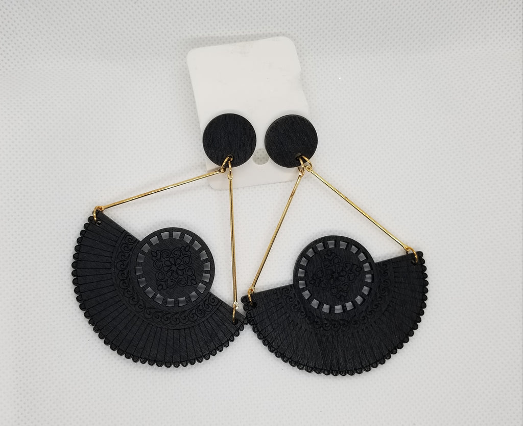 Colorful Fan Wooden Earrings