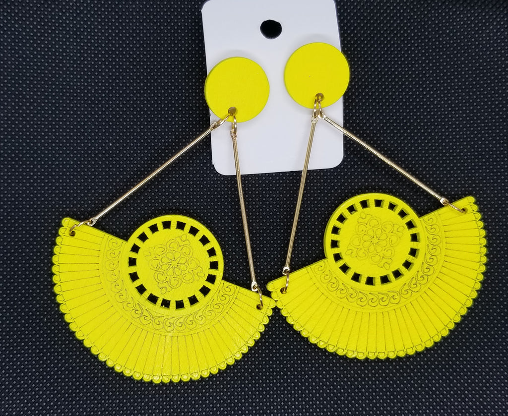 Colorful Fan Wooden Earrings