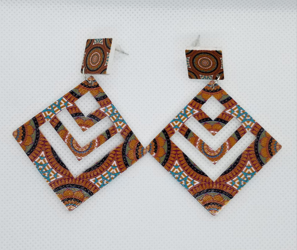 Prismatic Diamond Wooden Earrings