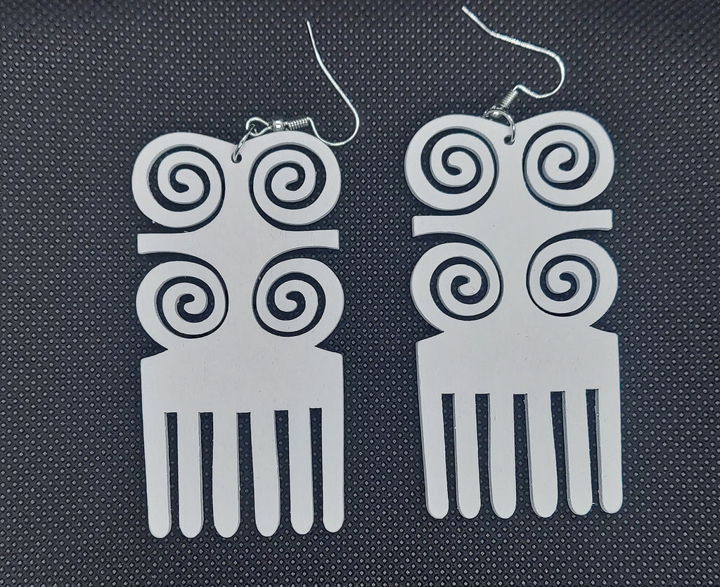 Afro Pic Wooden Earrings