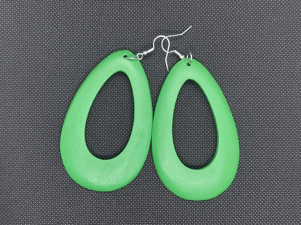 Colorful Oval Wooden Earrings