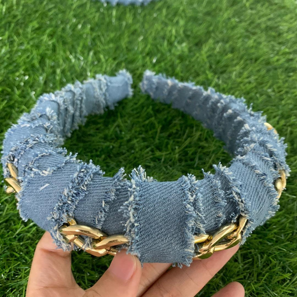Gold Link Denim Headbands