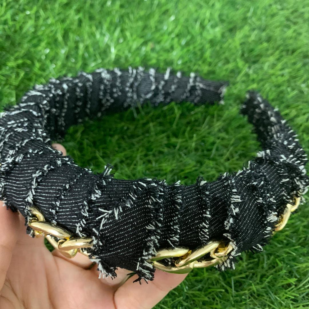 Gold Link Denim Headbands