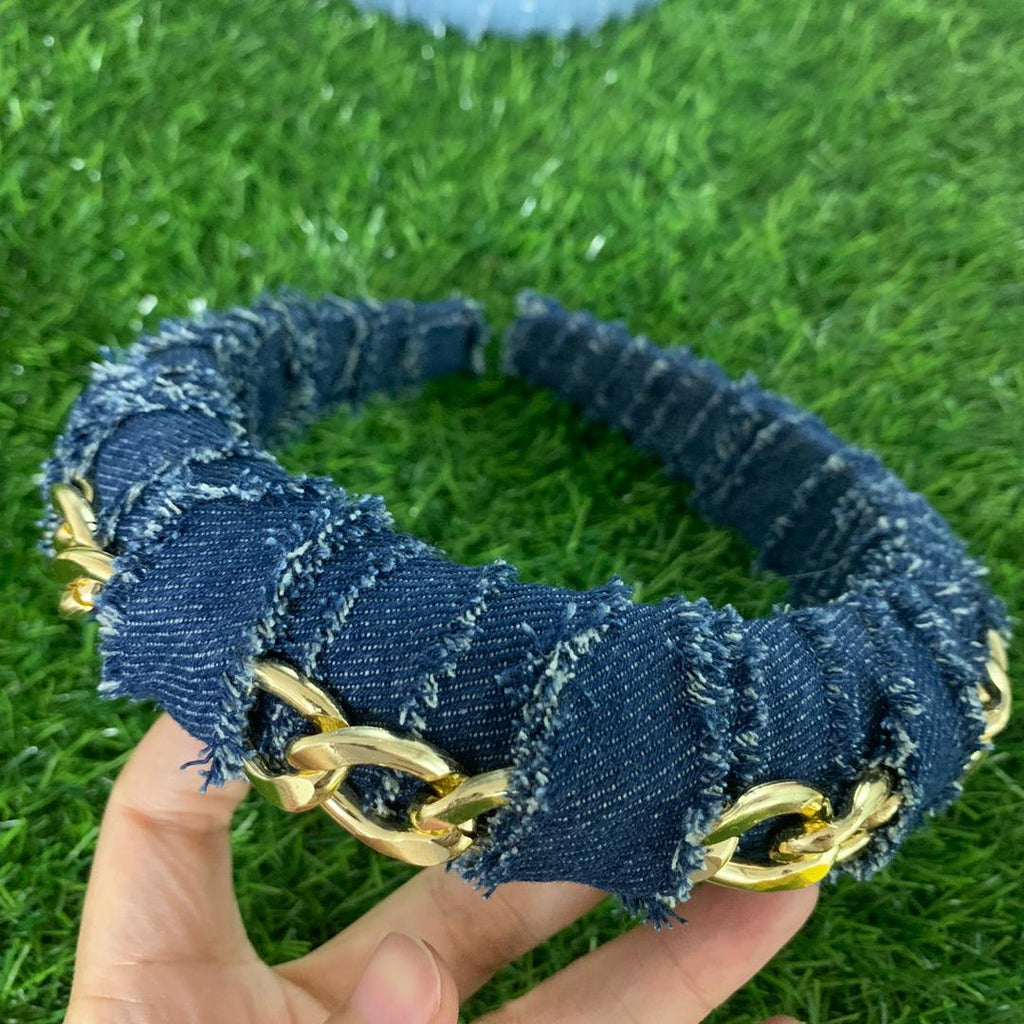 Gold Link Denim Headbands