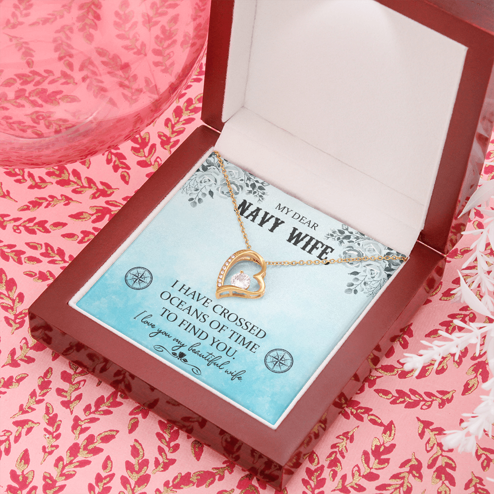 My Dear Navy Wife Forever Gold Love Necklace