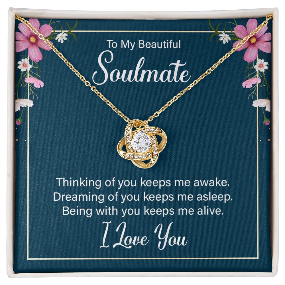 To My Soulmate, Thinking Of You Love Knot Necklace | To Wife | To Girlfriend
