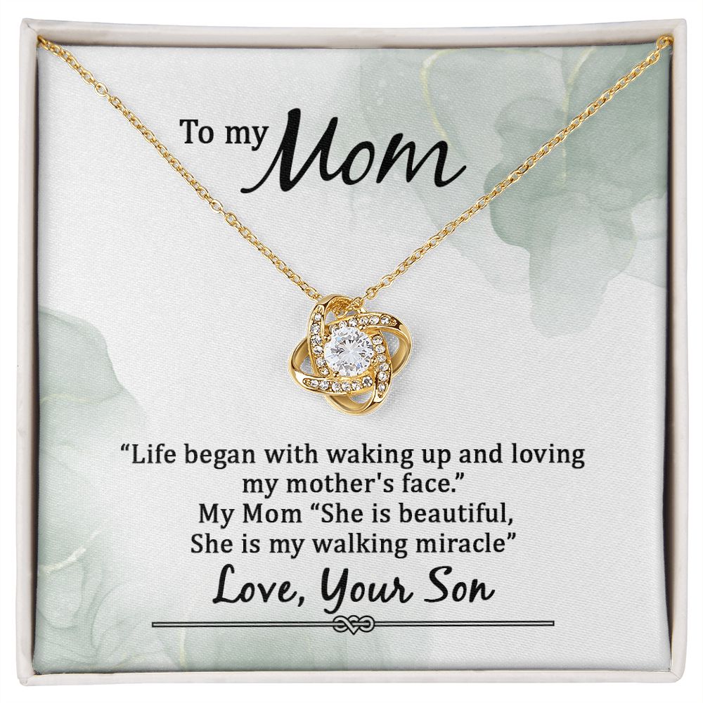 To My Mom, My Walking Miracle Love Knot Necklace | To Mom