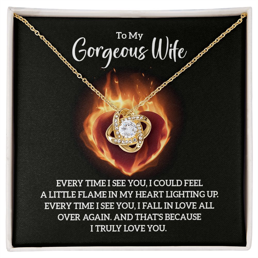 To My Wife, The Flame In My Heart Love Knot Necklace | To Wife