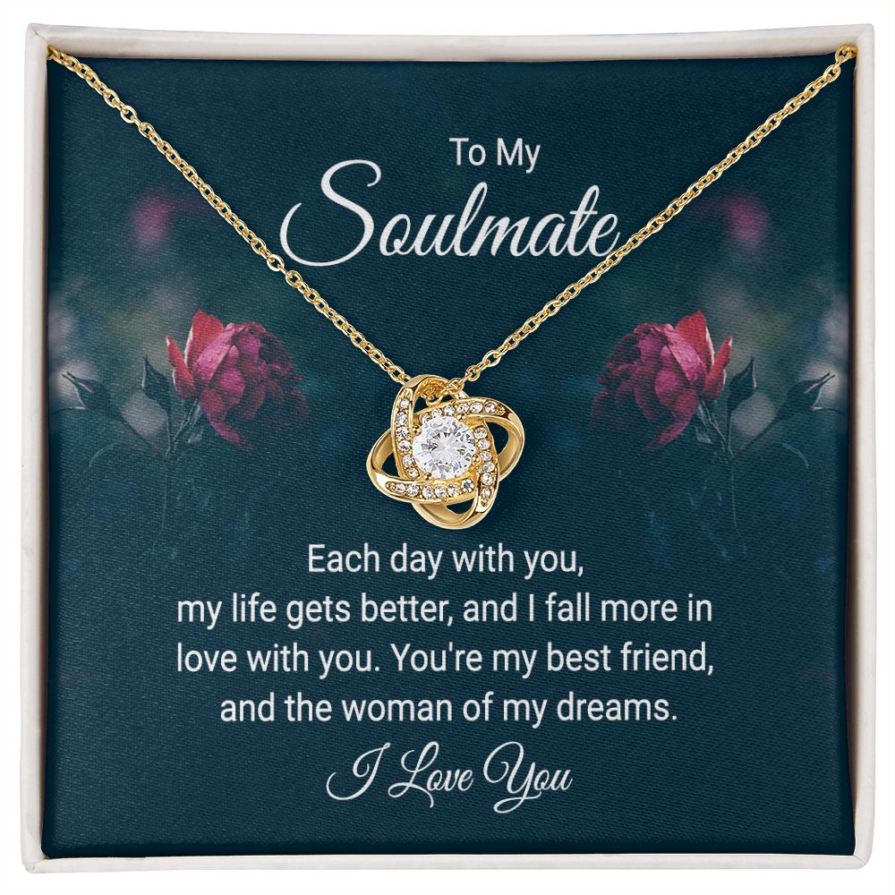 To My Soulmate, My Life Gets Better Love Knot Necklace | To Wife | To Girlfriend