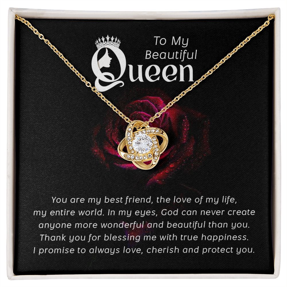 My Beautiful Queen, My Best Friend Love Knot Necklace | To Wife | To Girlfriend