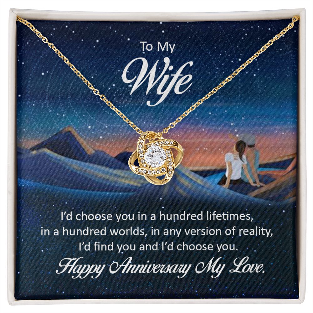 My Wife, I'd Find You Love Knot Necklace | To Wife | Happy Anniversary