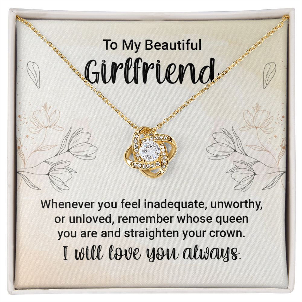 To My Girlfriend, Straighten Your Crown Love Knot Necklace | To Girlfriend