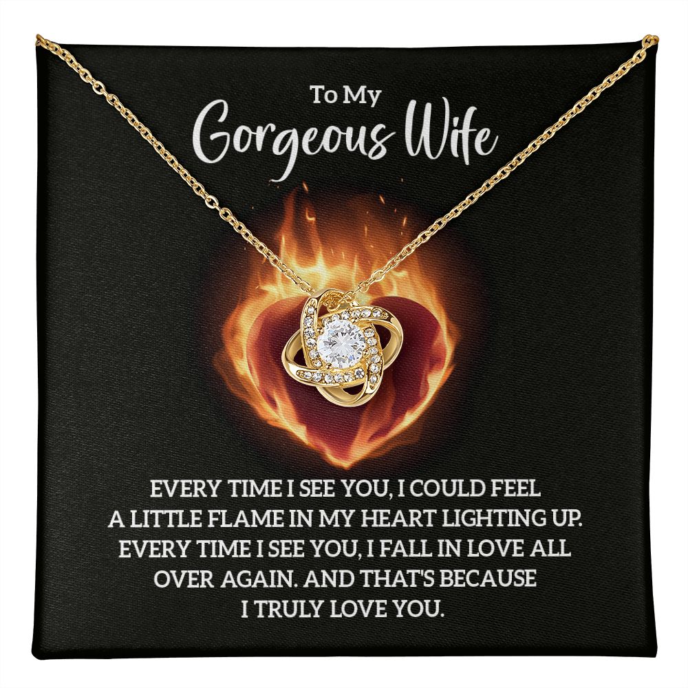 To My Wife, The Flame In My Heart Love Knot Necklace | To Wife