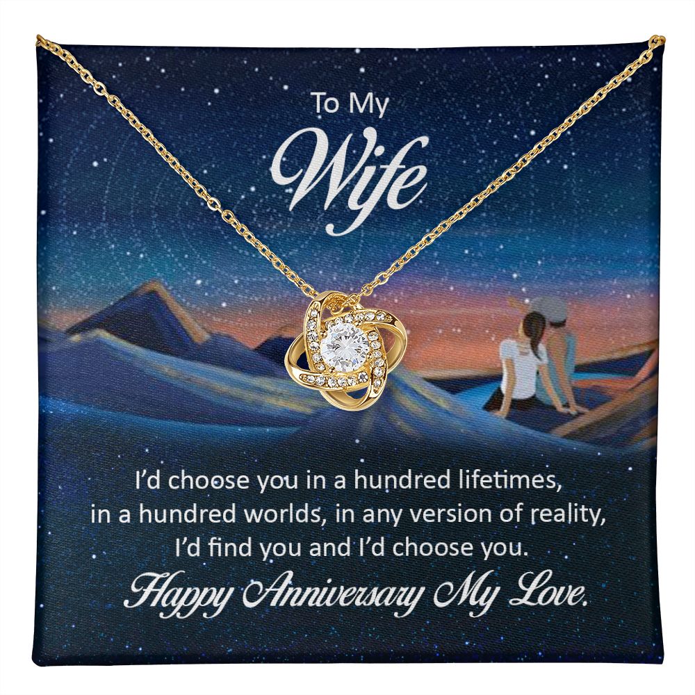 My Wife, I'd Find You Love Knot Necklace | To Wife | Happy Anniversary
