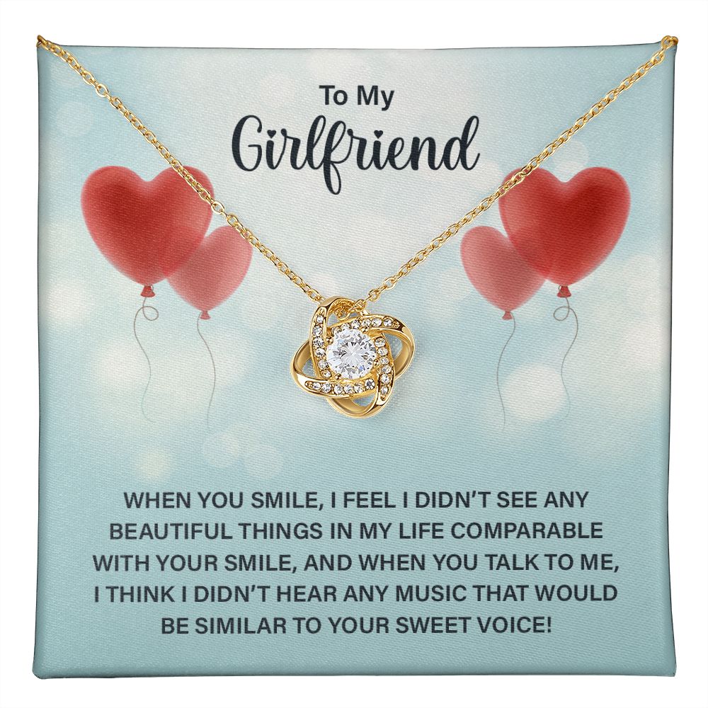 To My Girlfriend, When You Smile Love Knot Necklace | To Girlfriend