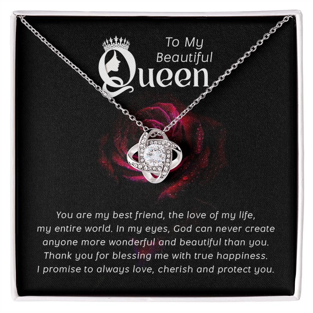 My Beautiful Queen, My Best Friend Love Knot Necklace | To Wife | To Girlfriend