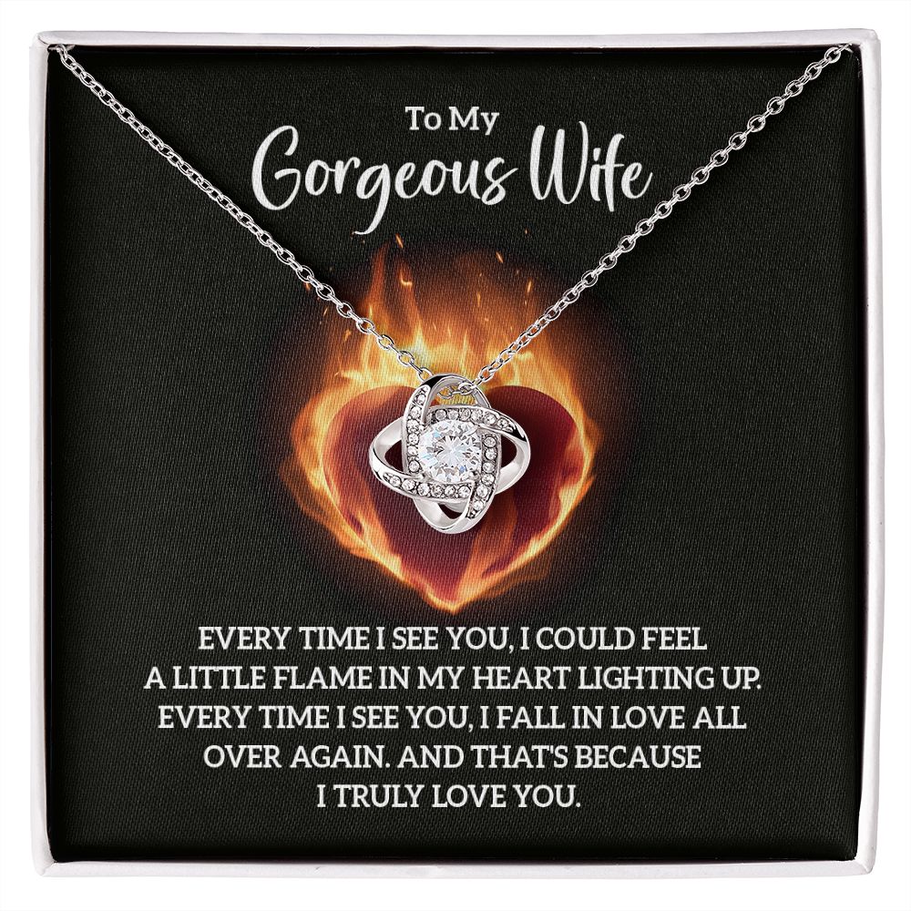 To My Wife, The Flame In My Heart Love Knot Necklace | To Wife