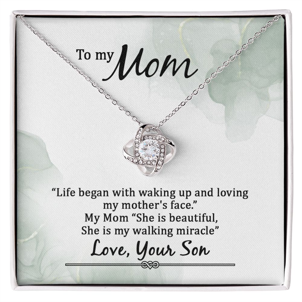 To My Mom, My Walking Miracle Love Knot Necklace | To Mom