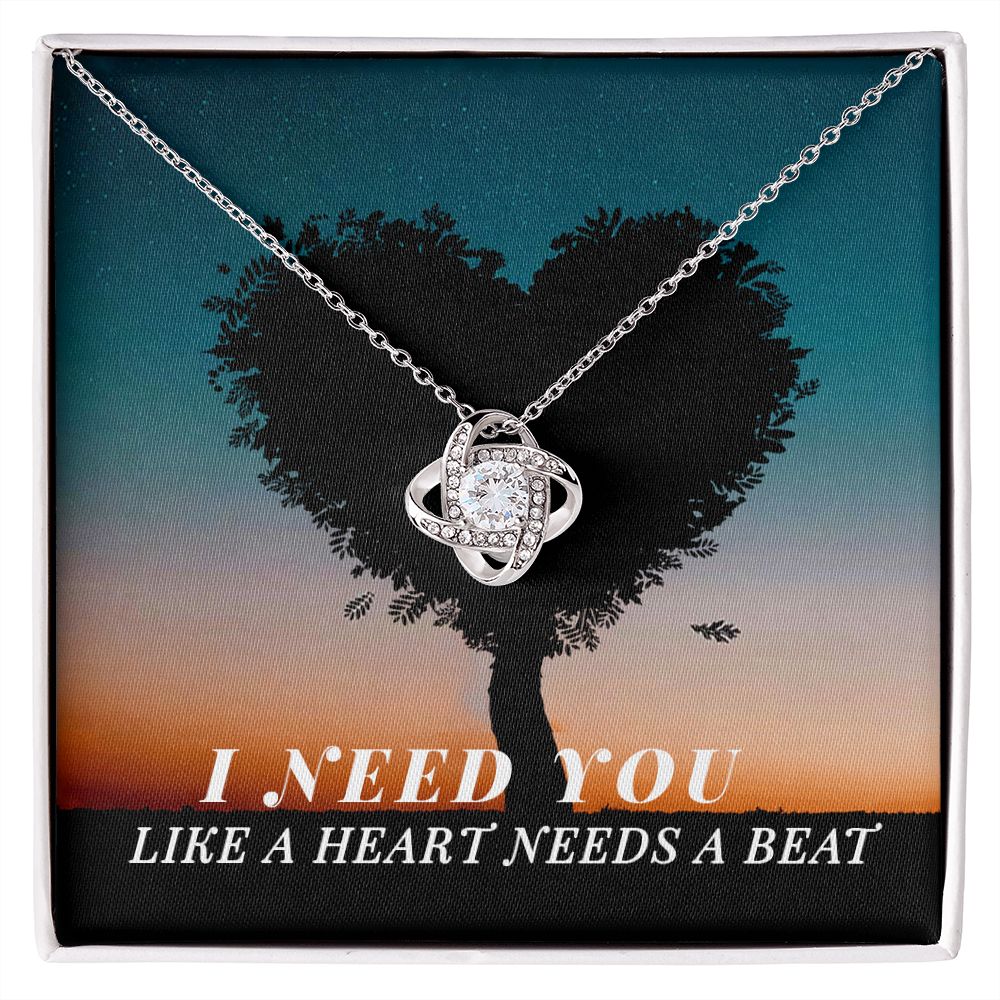 I Need You Like Hearts Need a Beat Love Knot Necklace | To Wife | To Girlfriend