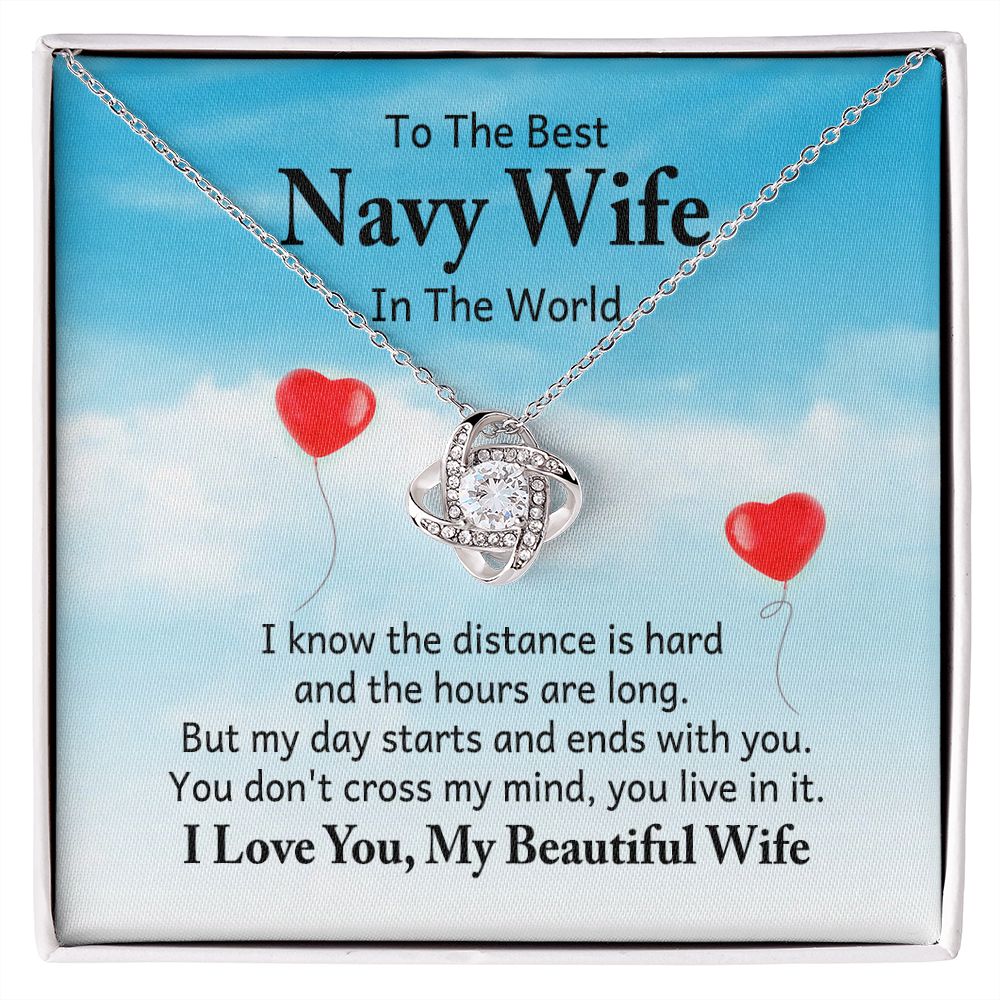 My Navy Wife, You Live In It Love Knot Necklace | To Wife