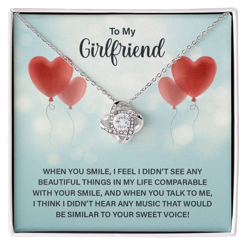 To My Girlfriend, When You Smile Love Knot Necklace | To Girlfriend