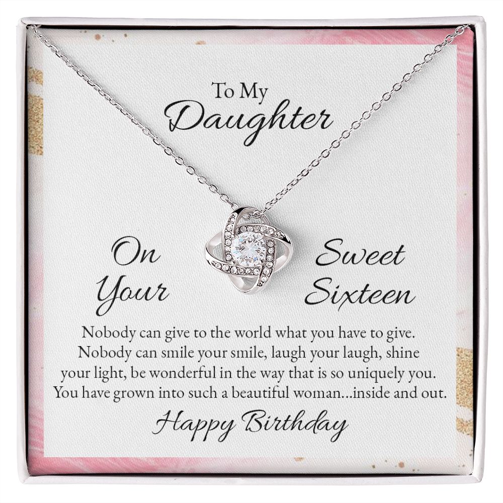 To My Daughter, Sweet Sixteen Love Knot Necklace | To Daughter