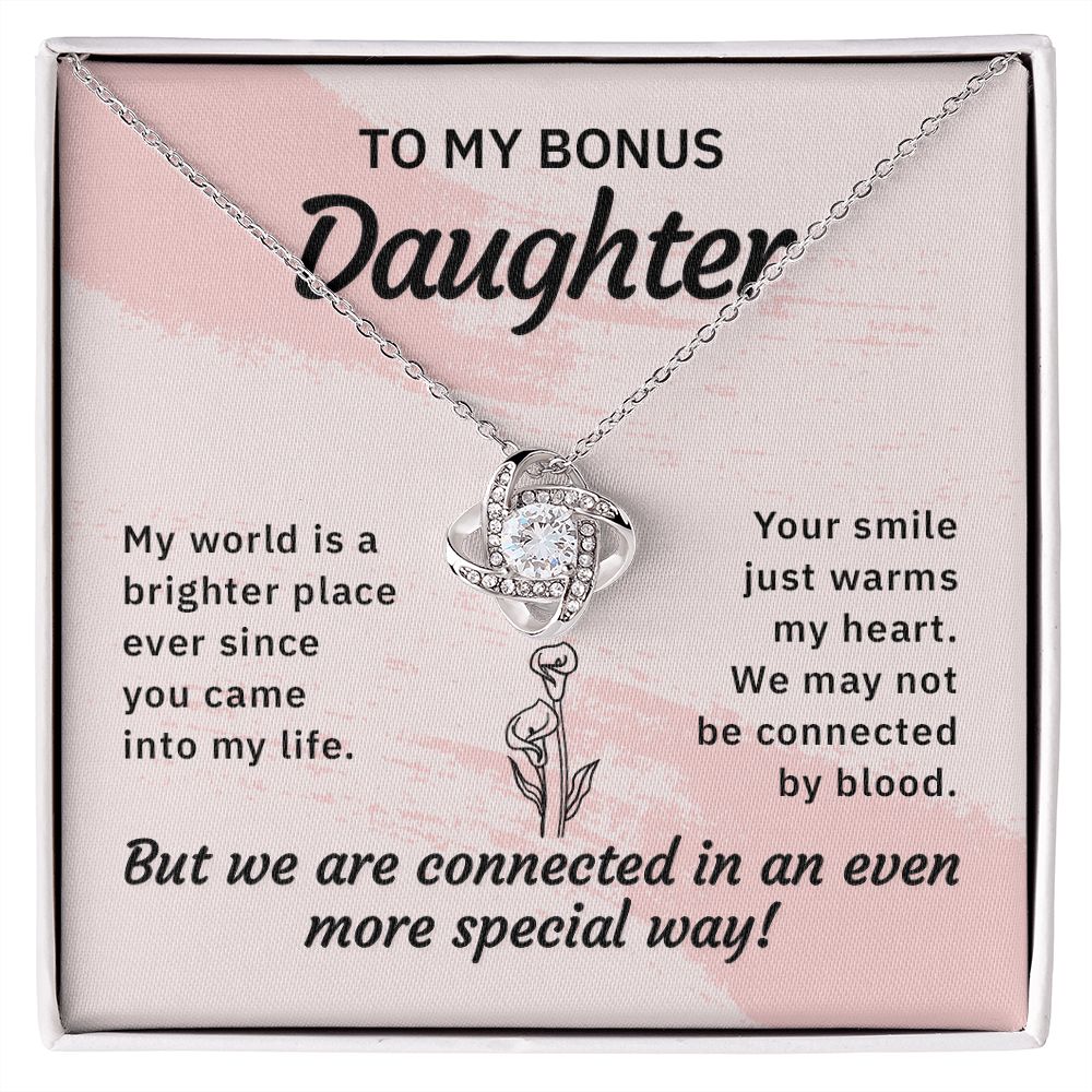 To My Bonus Daughter, My World Love Knot Necklace | To Bonus Daughter