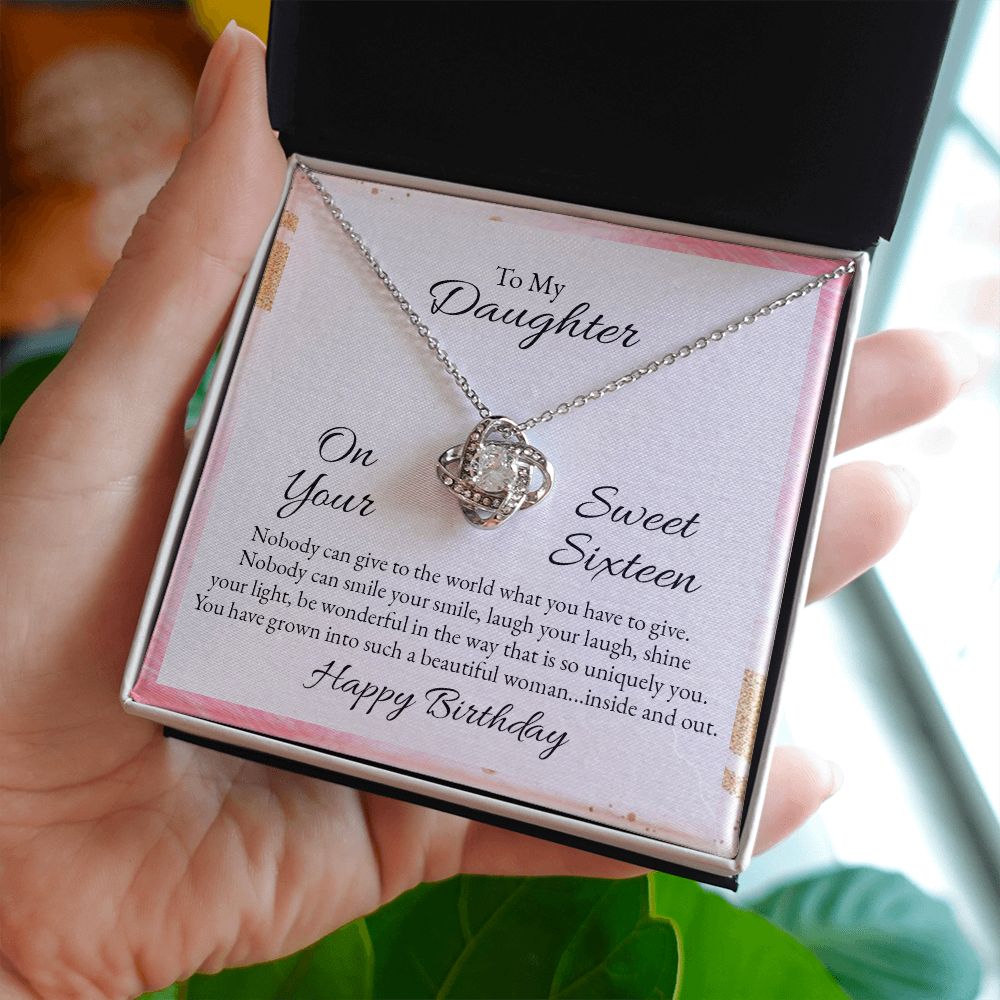 To My Daughter, Sweet Sixteen Love Knot Necklace | To Daughter